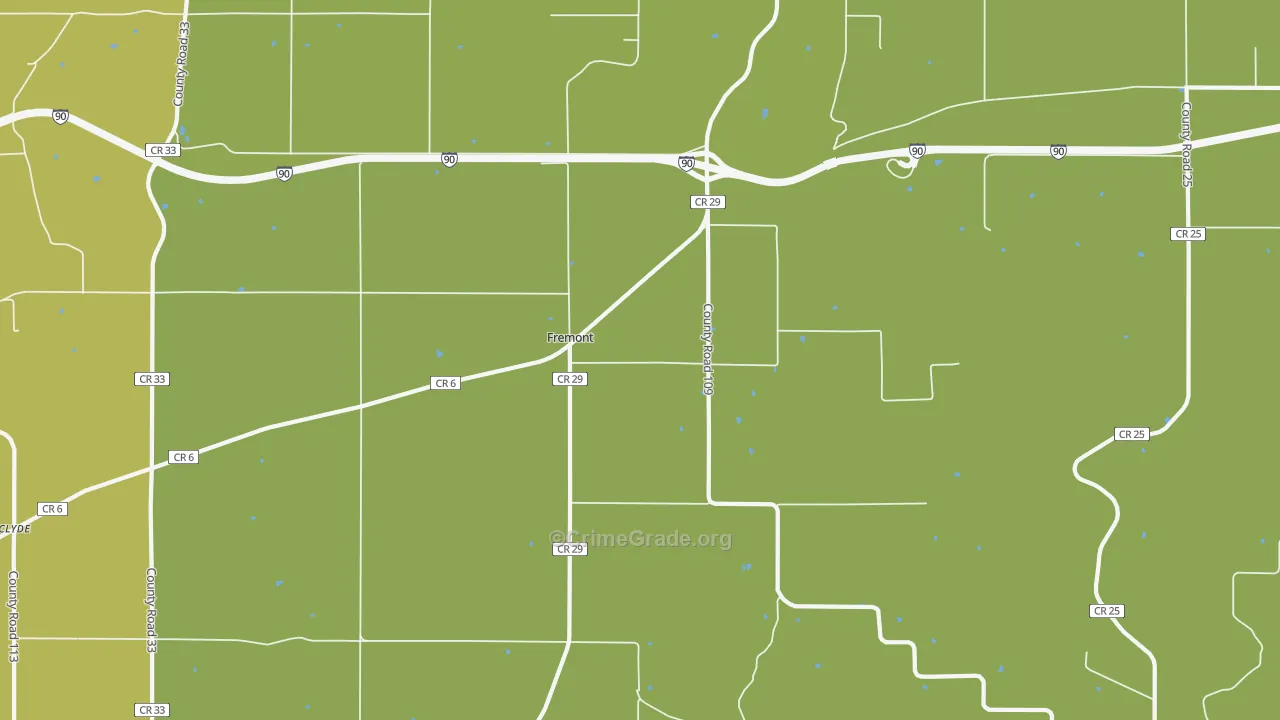 Fremont, MN Map of Vehicle Theft Rates