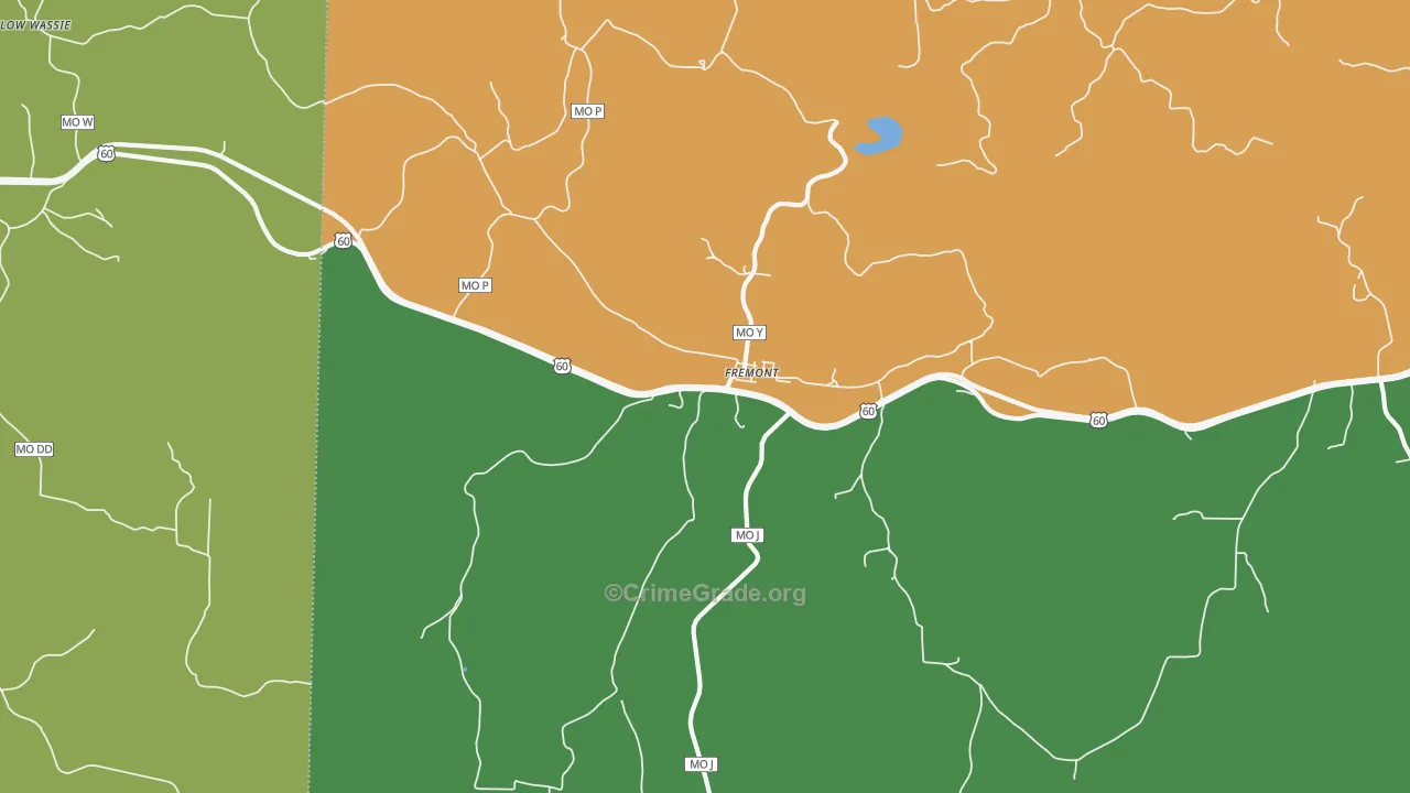 Fremont, MO Map of Vehicle Theft Rates