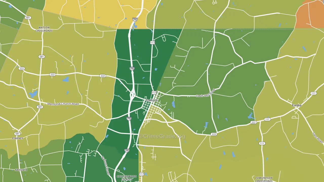 Fremont, NC Map of Vehicle Theft Rates