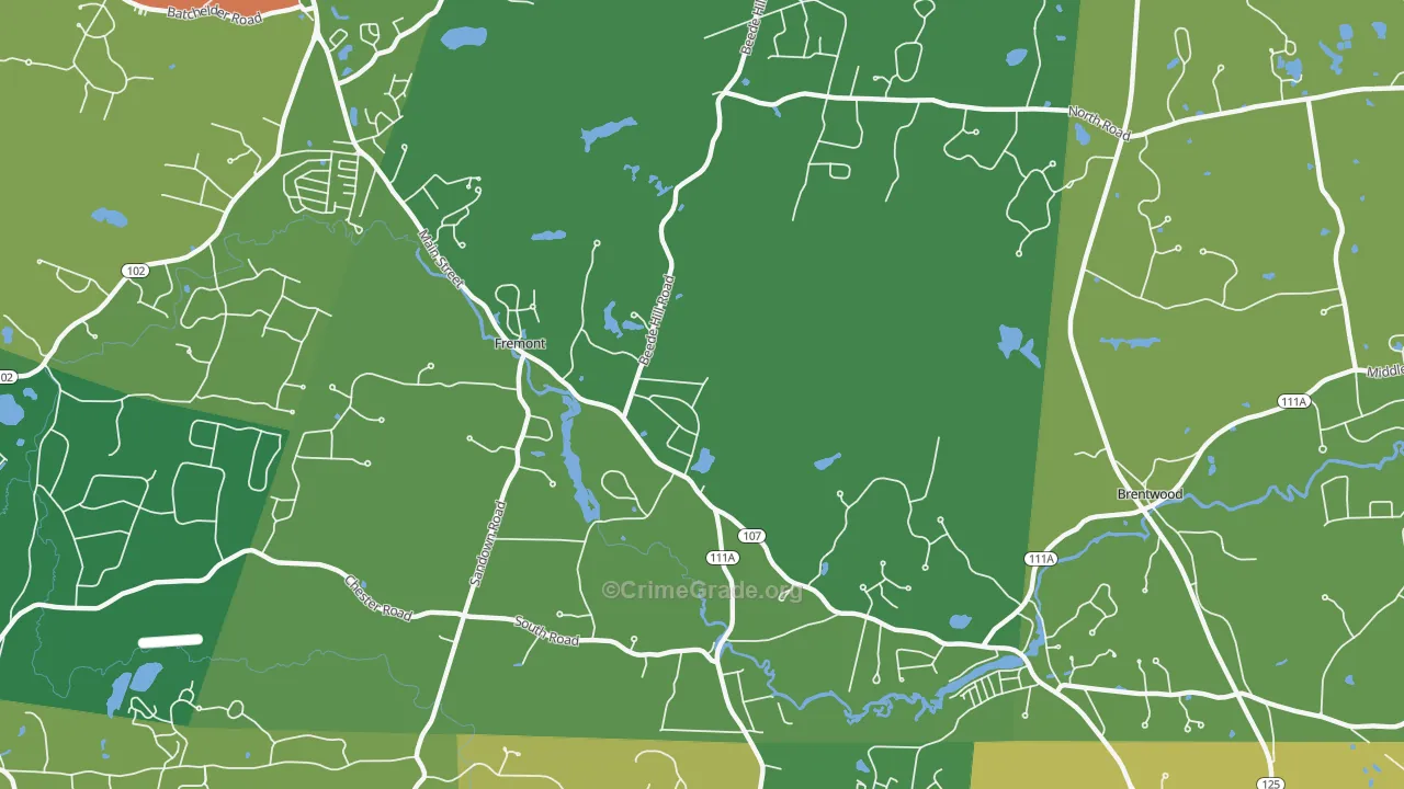 Fremont, NH Map of Vehicle Theft Rates