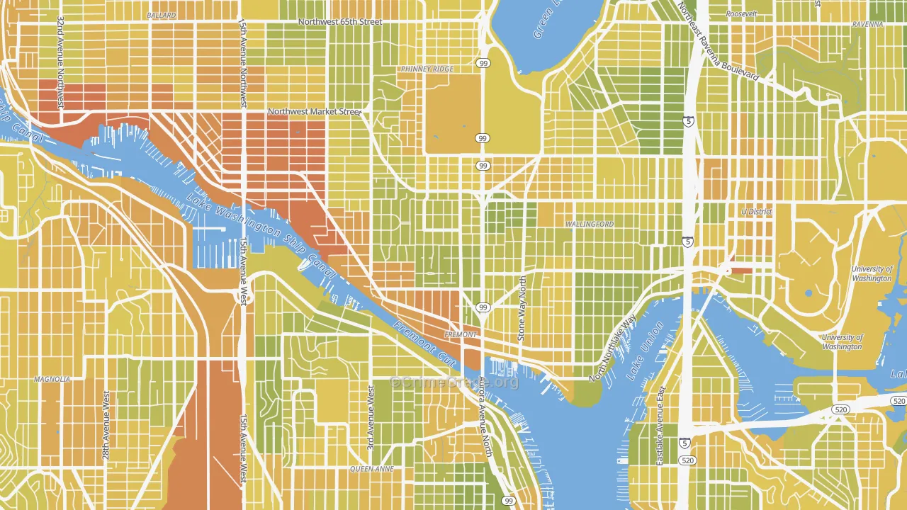 Fremont, Seattle, WA Map of Vehicle Theft Rates