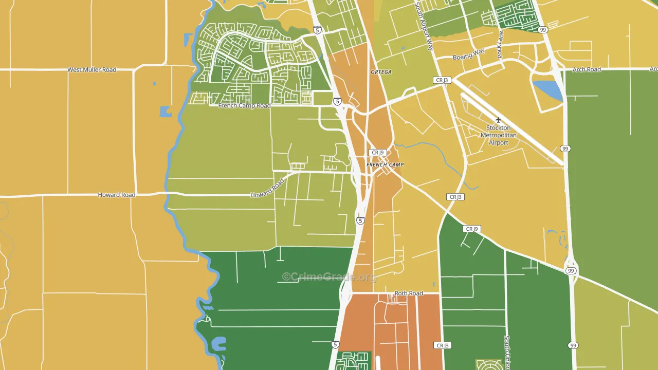French Camp, CA Map of Vehicle Theft Rates