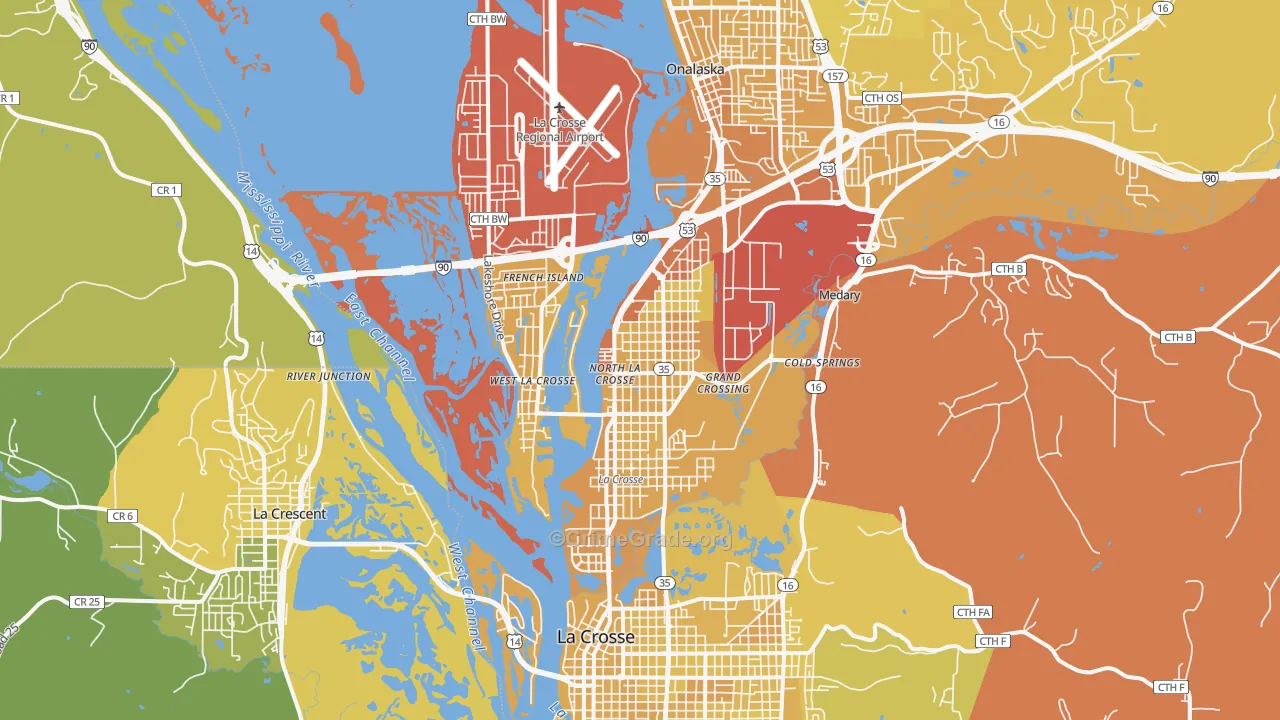 French Island, WI Map of Vehicle Theft Rates