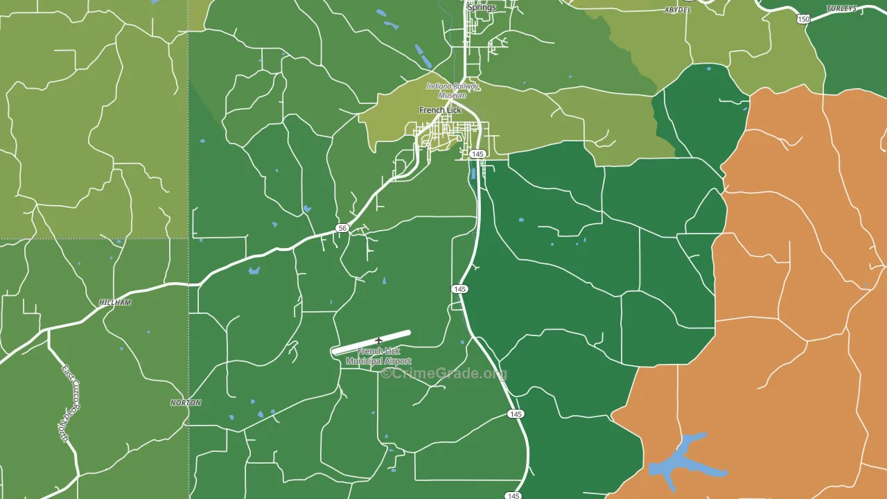 French Lick, IN Map of Vehicle Theft Rates