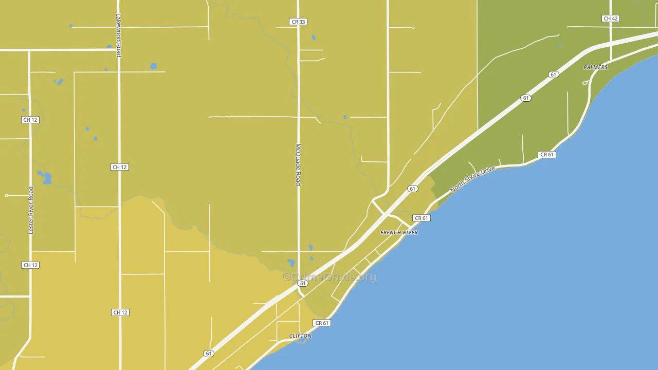 French River, MN Map of Vehicle Theft Rates