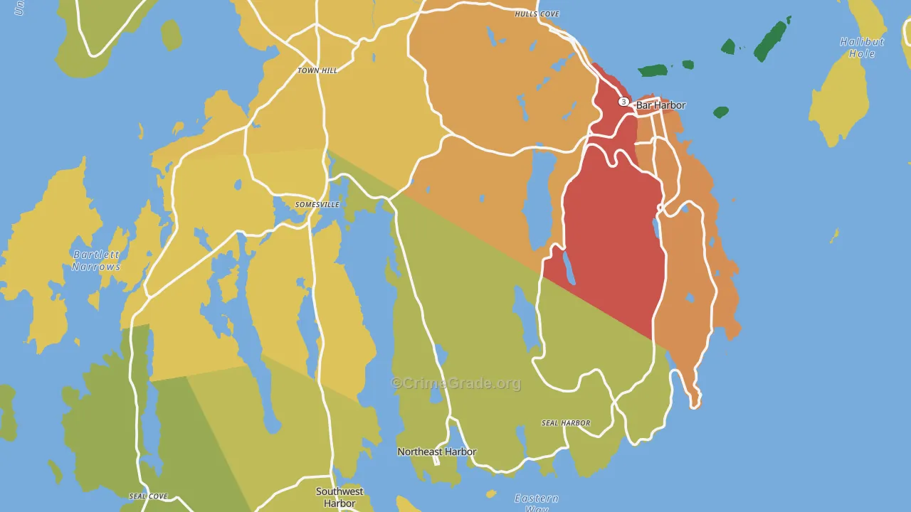 Frenchboro, ME Map of Vehicle Theft Rates