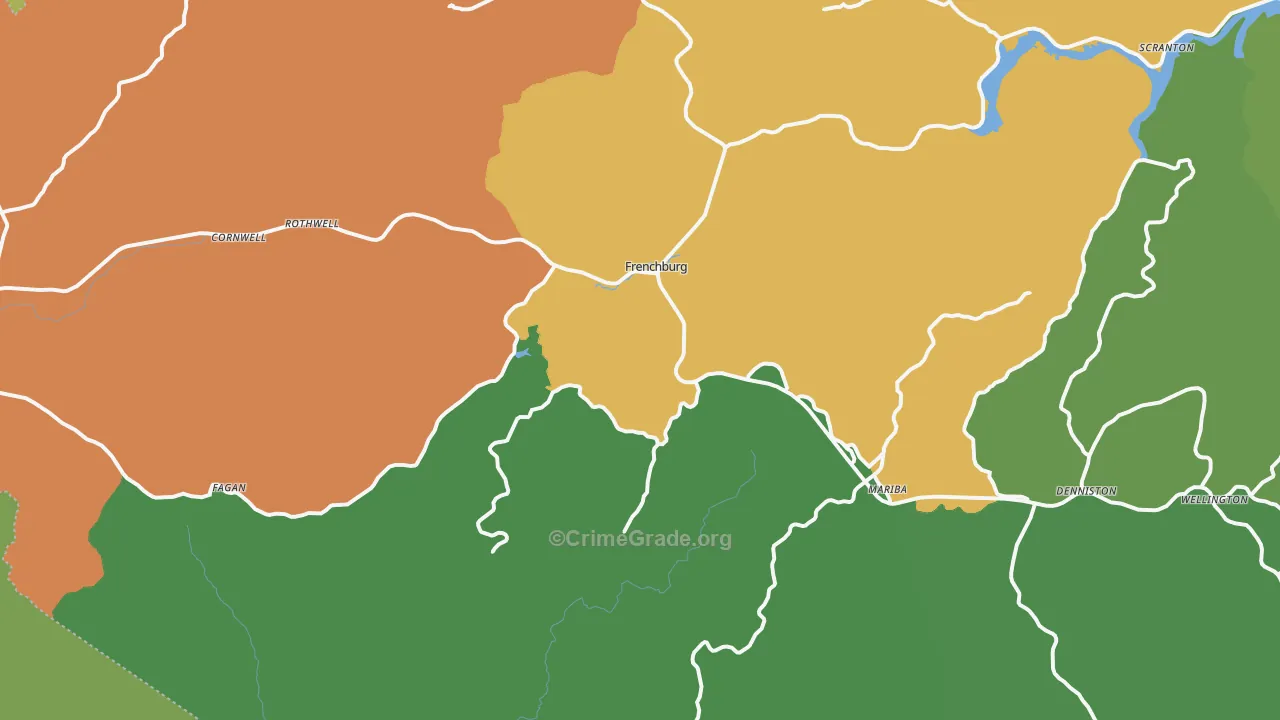 Frenchburg, KY Map of Vehicle Theft Rates