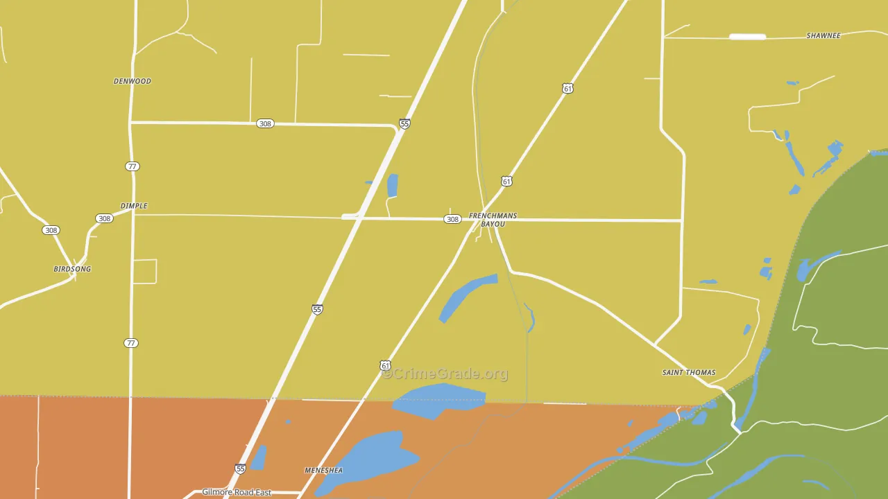 Frenchmans Bayou, AR Map of Vehicle Theft Rates