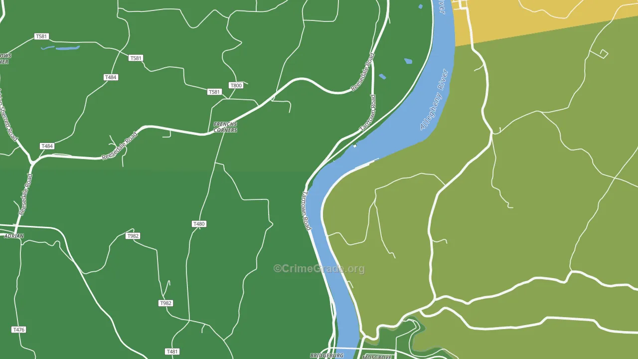 Frenchs Corners, PA Map of Vehicle Theft Rates
