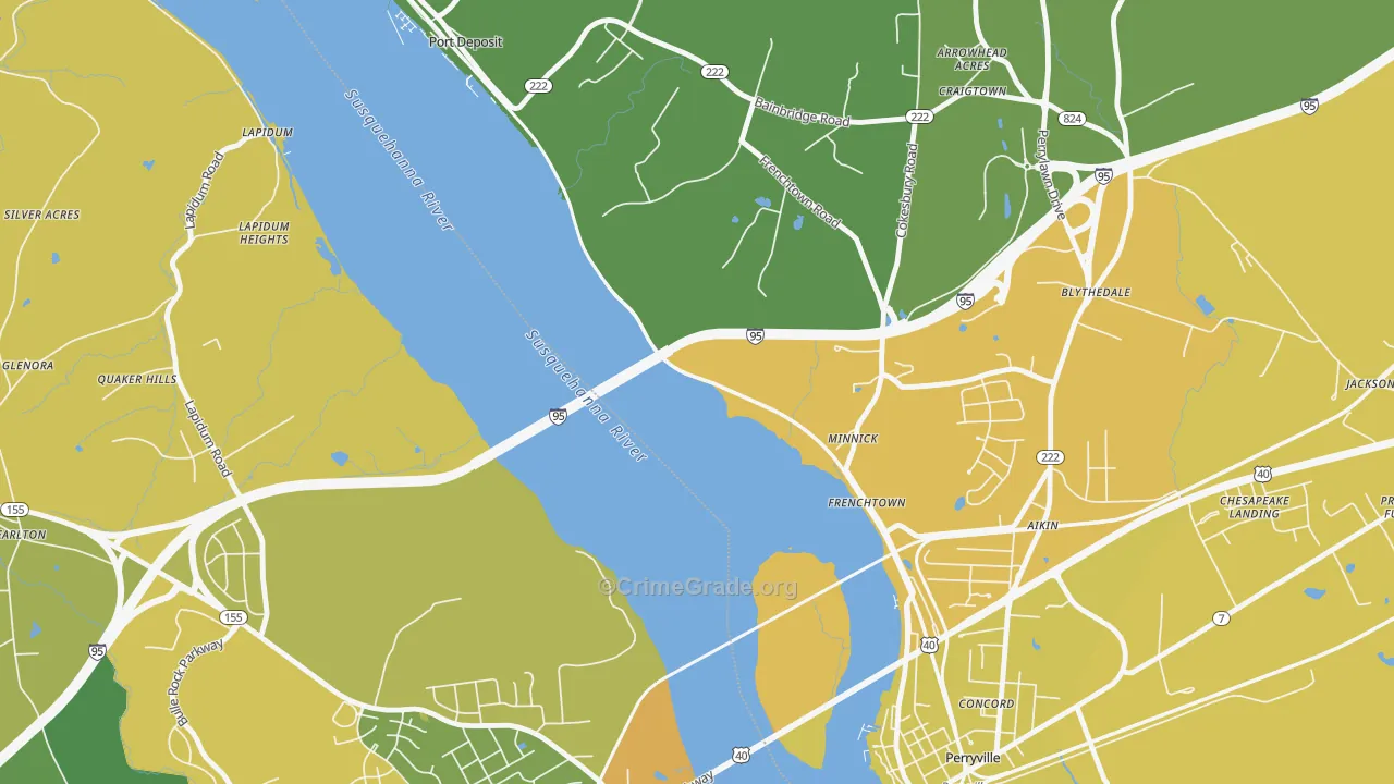 Frenchtown, MD Map of Vehicle Theft Rates