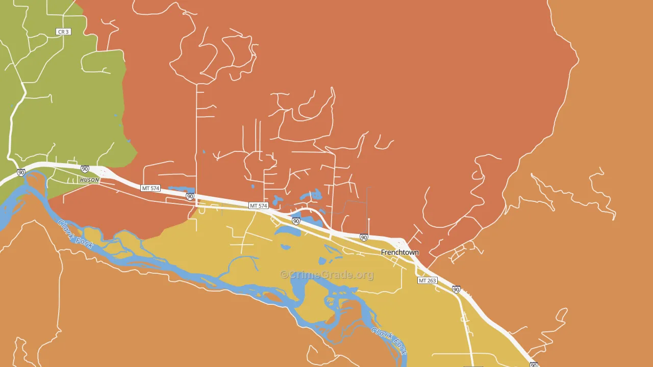 Frenchtown, MT Map of Vehicle Theft Rates