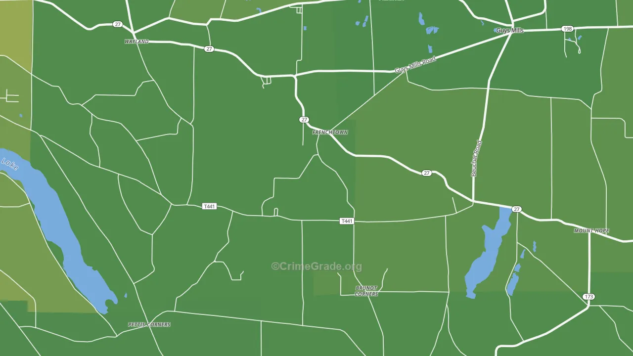 Frenchtown, PA Map of Vehicle Theft Rates