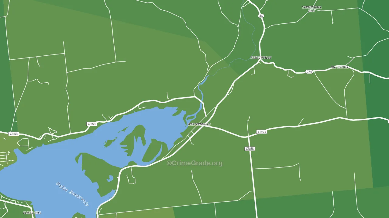 Frenchville, NY Map of Vehicle Theft Rates