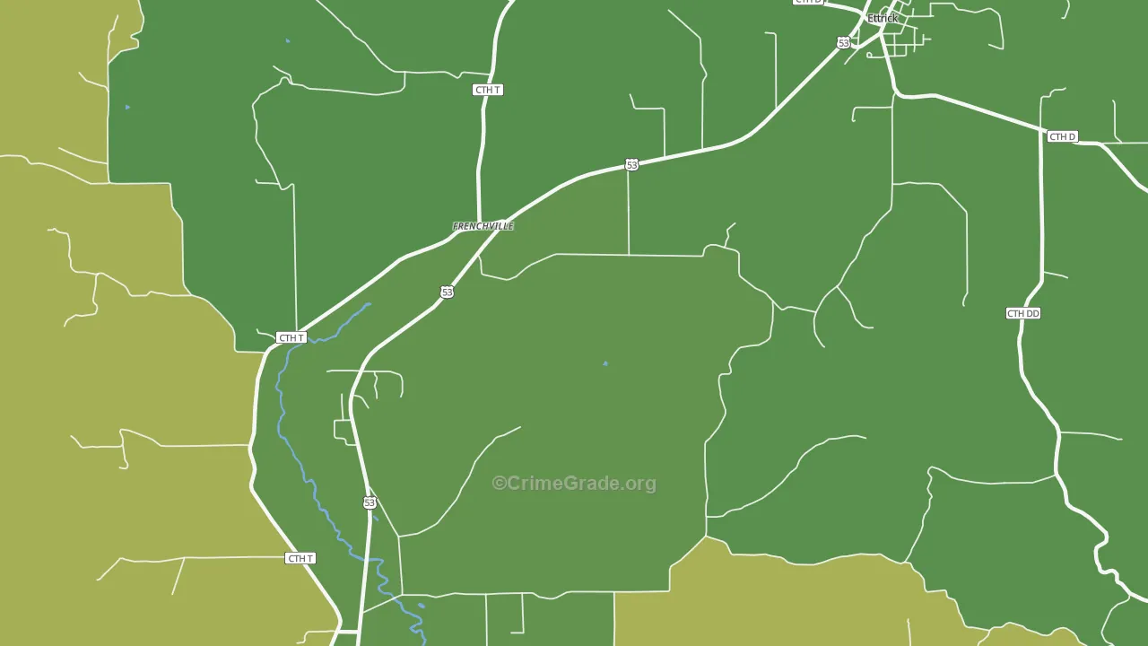 Frenchville, WI Map of Vehicle Theft Rates