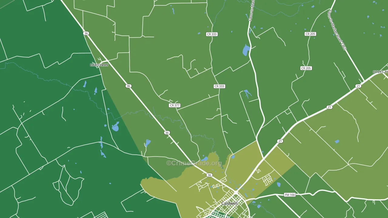 Frenstat, TX Map of Vehicle Theft Rates
