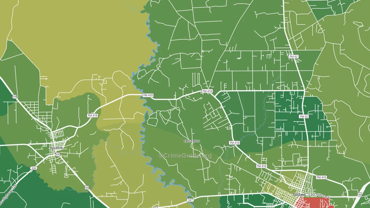 Fresenius, TX Map of Vehicle Theft Rates