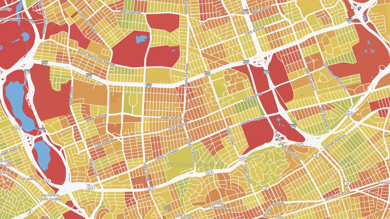 Fresh Meadows, Queens, NY Map of Vehicle Theft Rates