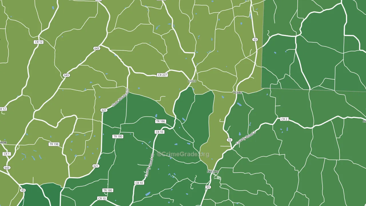 Fresno, OH Map of Vehicle Theft Rates