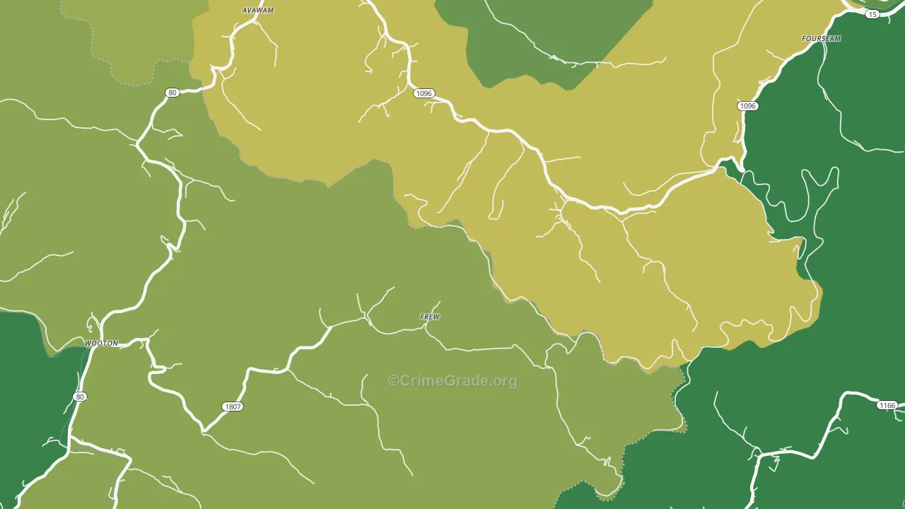 Frew, KY Map of Vehicle Theft Rates