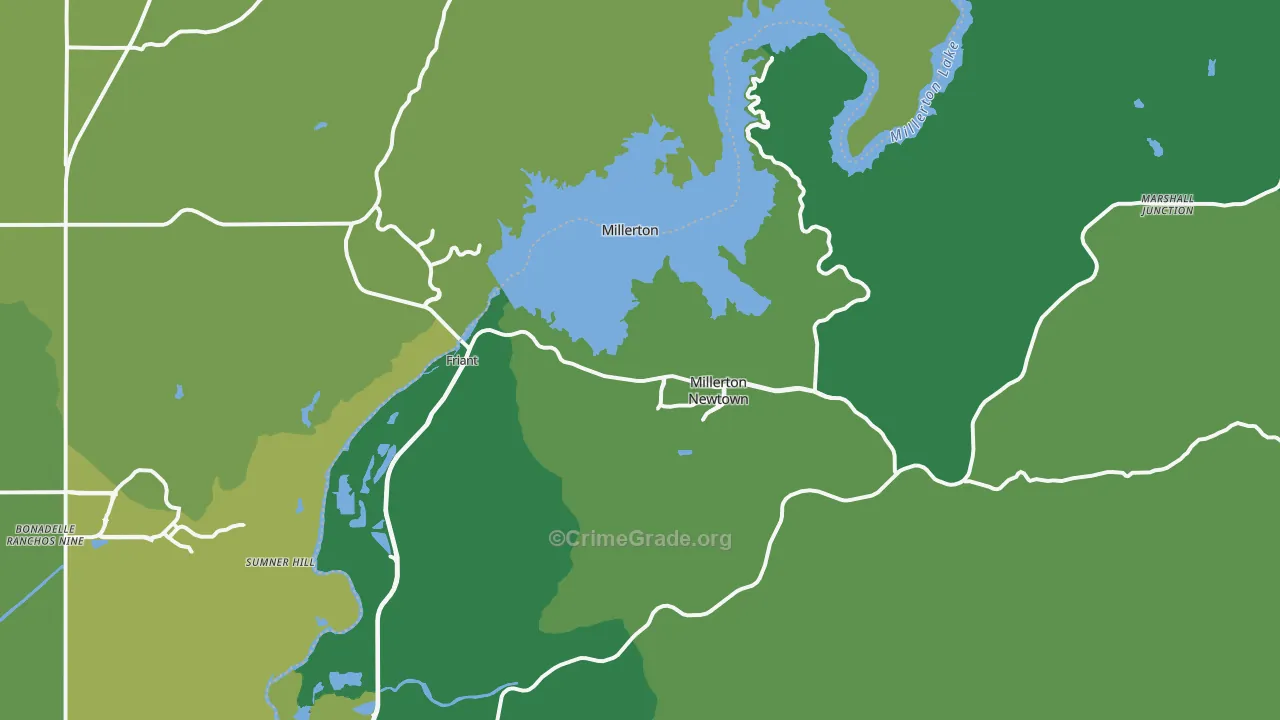 Friant, CA Map of Vehicle Theft Rates