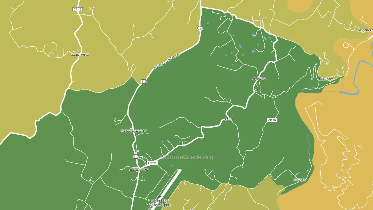 Friars Hill, WV Map of Vehicle Theft Rates