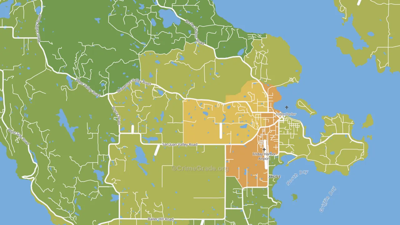 Friday Harbor, WA Map of Vehicle Theft Rates