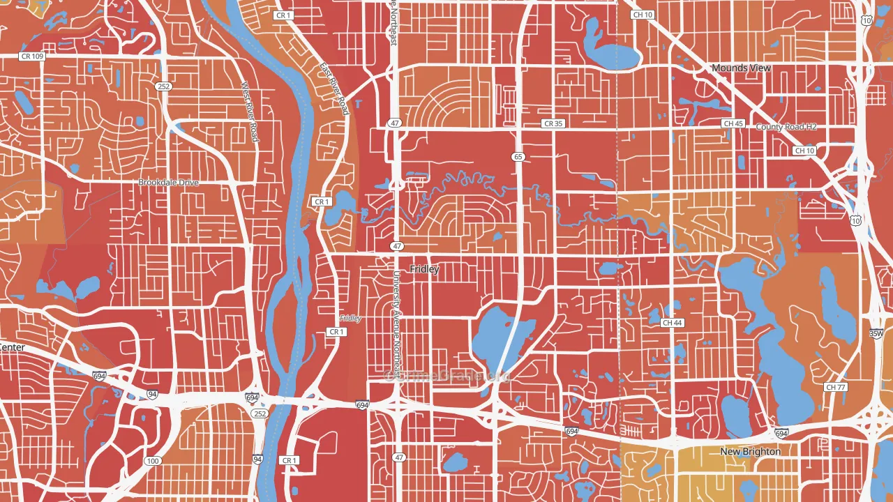 Fridley, MN Map of Vehicle Theft Rates