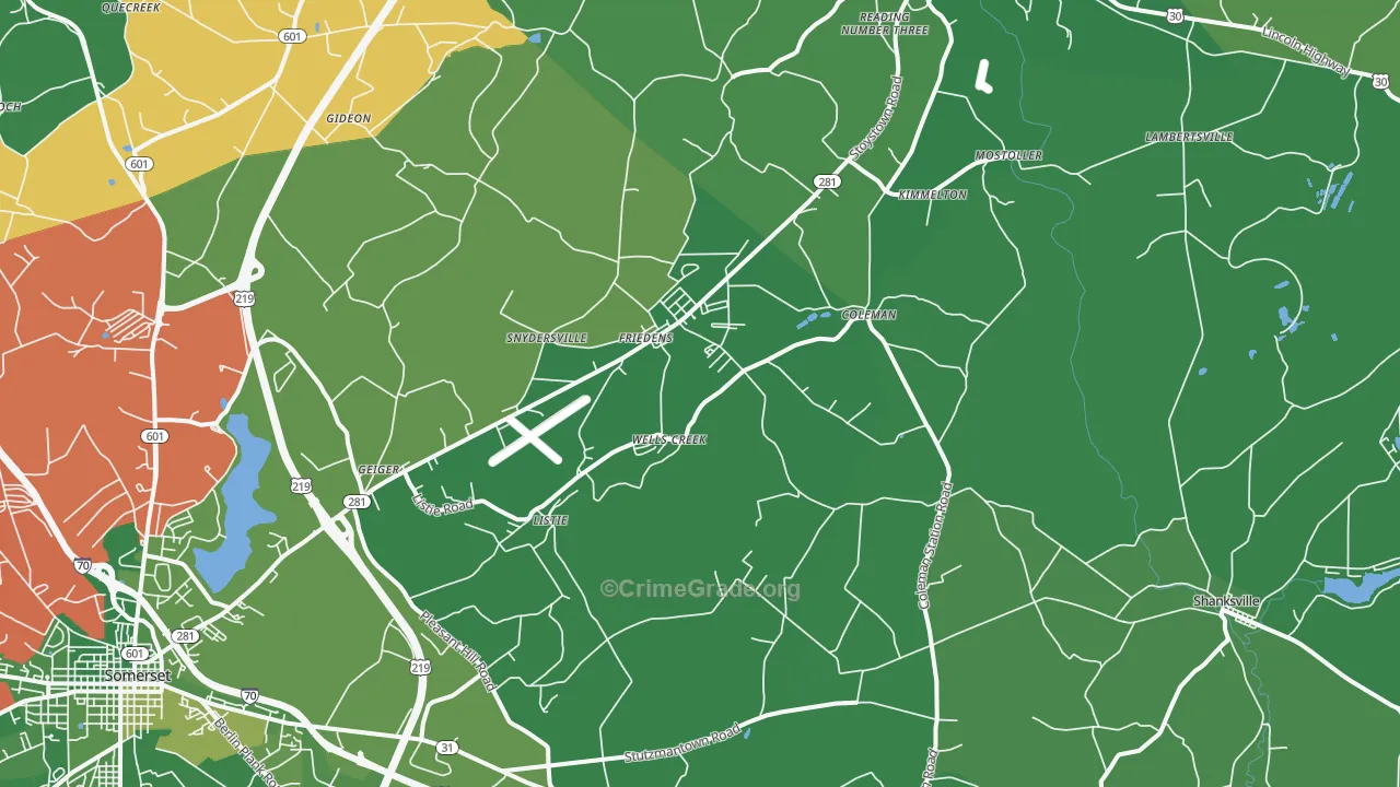 Friedens, PA Map of Vehicle Theft Rates