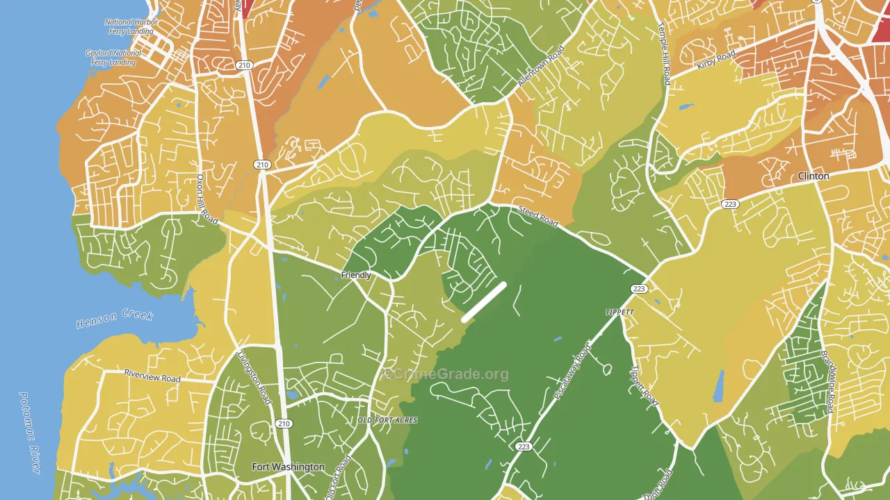 Friendly, Fort Washington, MD Map of Vehicle Theft Rates