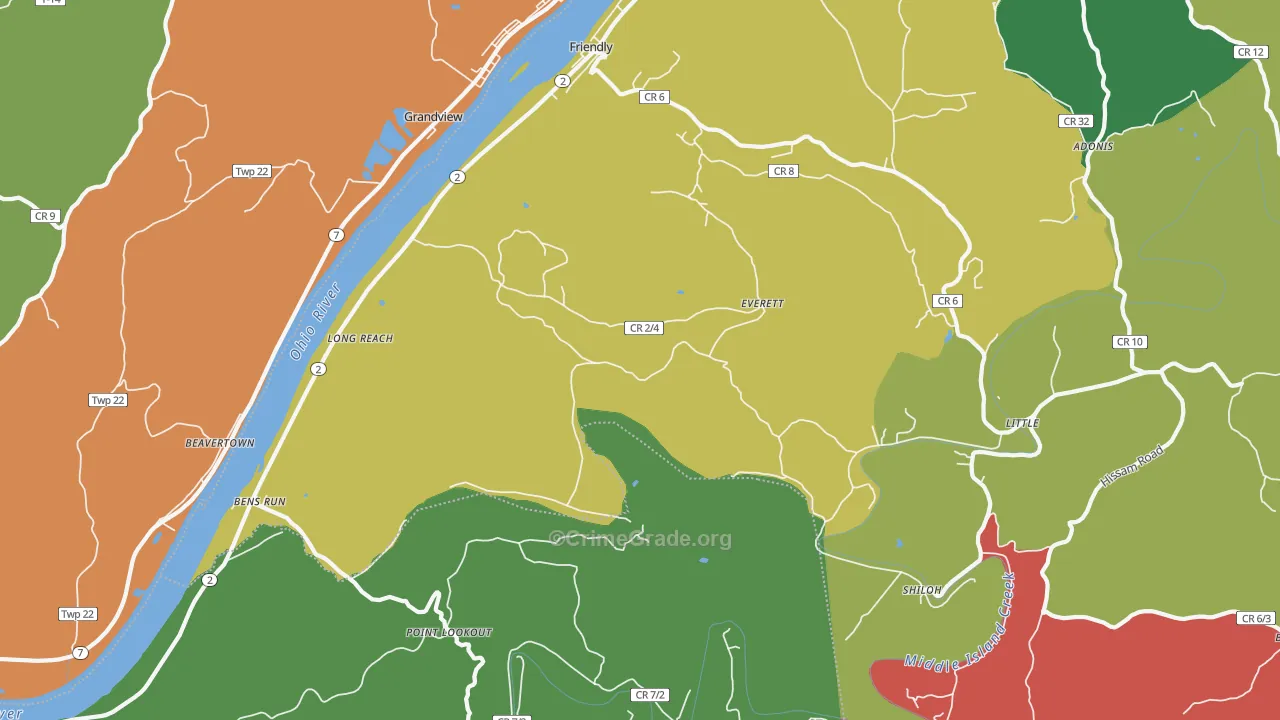 Friendly, WV Map of Vehicle Theft Rates