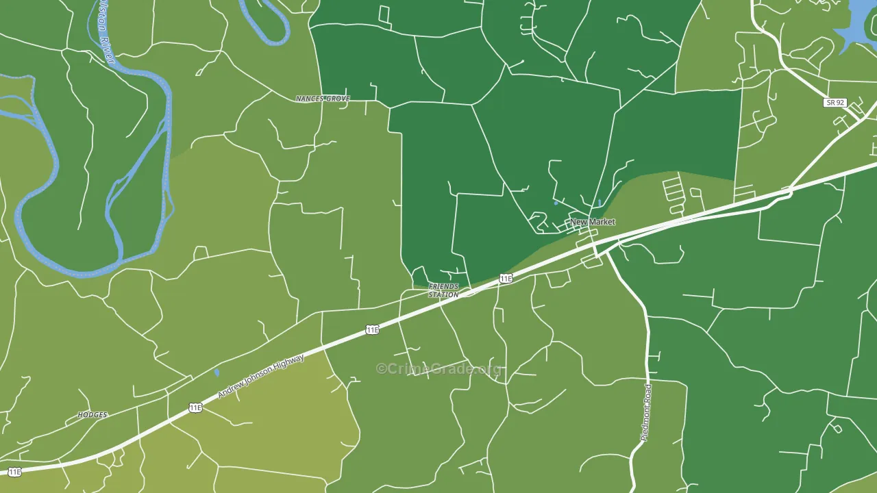 Friends Station, TN Map of Vehicle Theft Rates