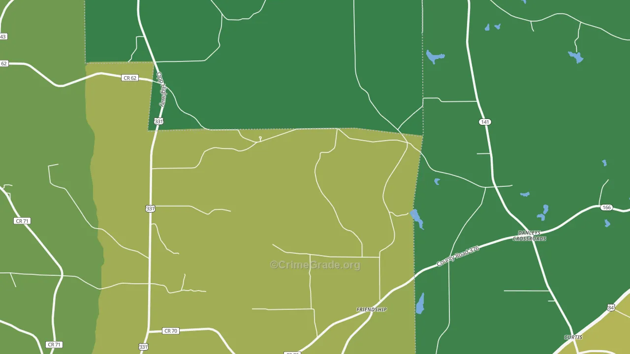 Friendship, AL Map of Vehicle Theft Rates