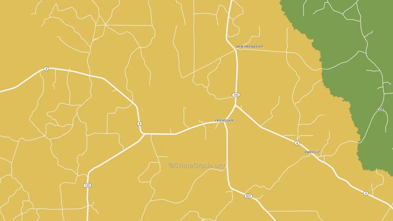 Friendship, LA Map of Vehicle Theft Rates