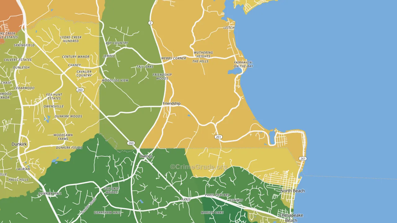 Friendship, MD Map of Vehicle Theft Rates