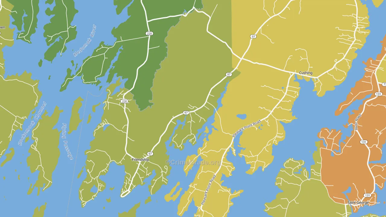 Friendship, ME Map of Vehicle Theft Rates