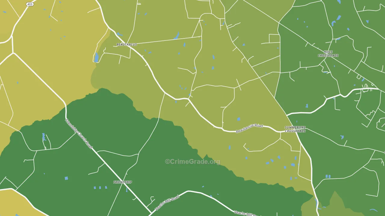 Friendship, NC Map of Vehicle Theft Rates