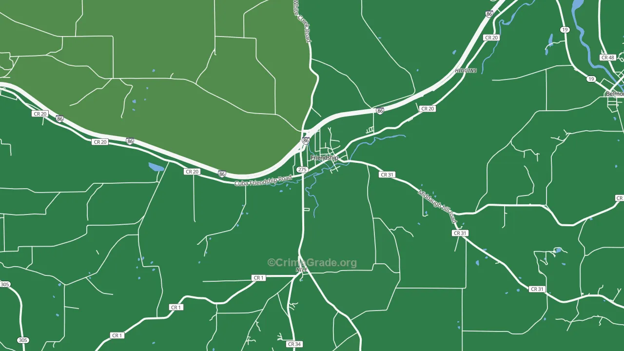 Friendship, NY Map of Vehicle Theft Rates
