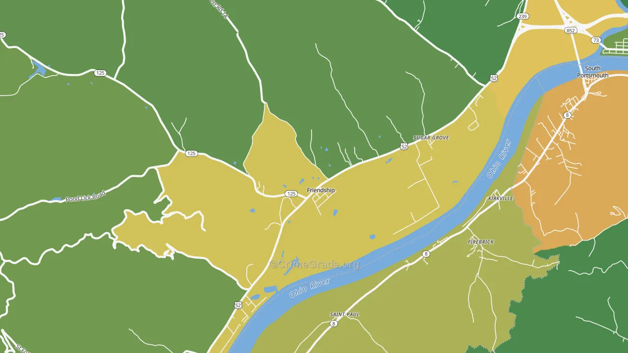 Friendship, OH Map of Vehicle Theft Rates