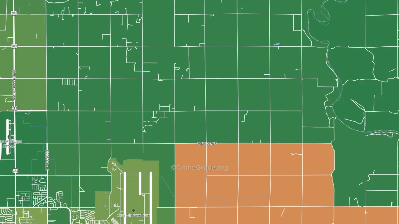 Friendship, OK Map of Vehicle Theft Rates