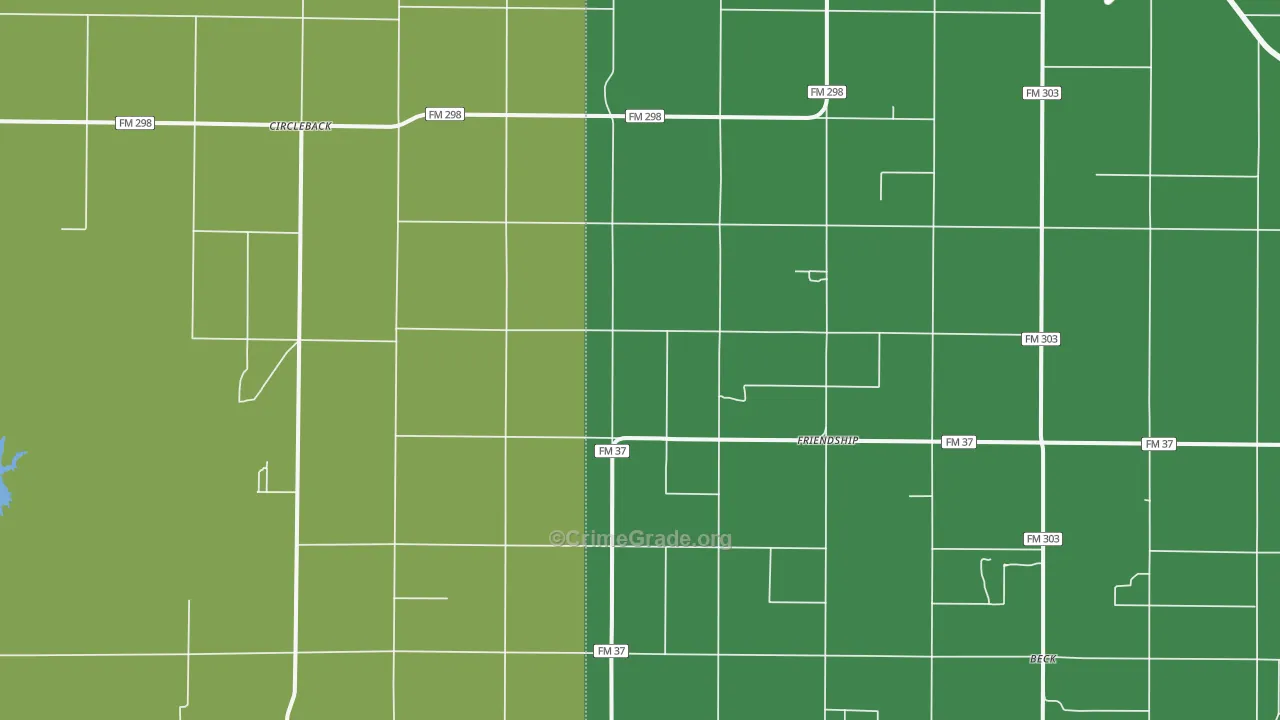 Friendship, TX Map of Vehicle Theft Rates