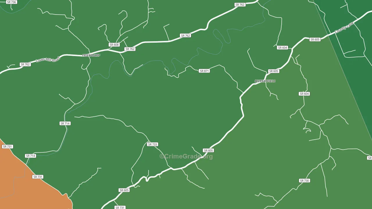 Friendship, VA Map of Vehicle Theft Rates