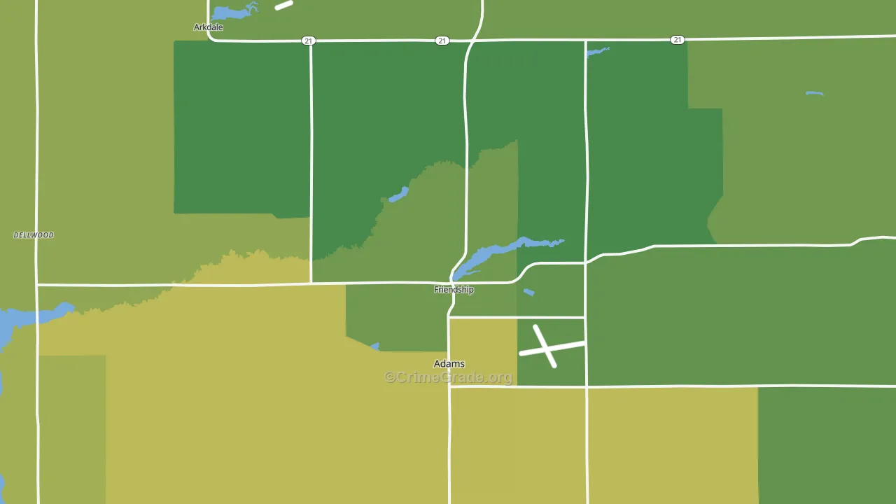 Friendship, WI Map of Vehicle Theft Rates