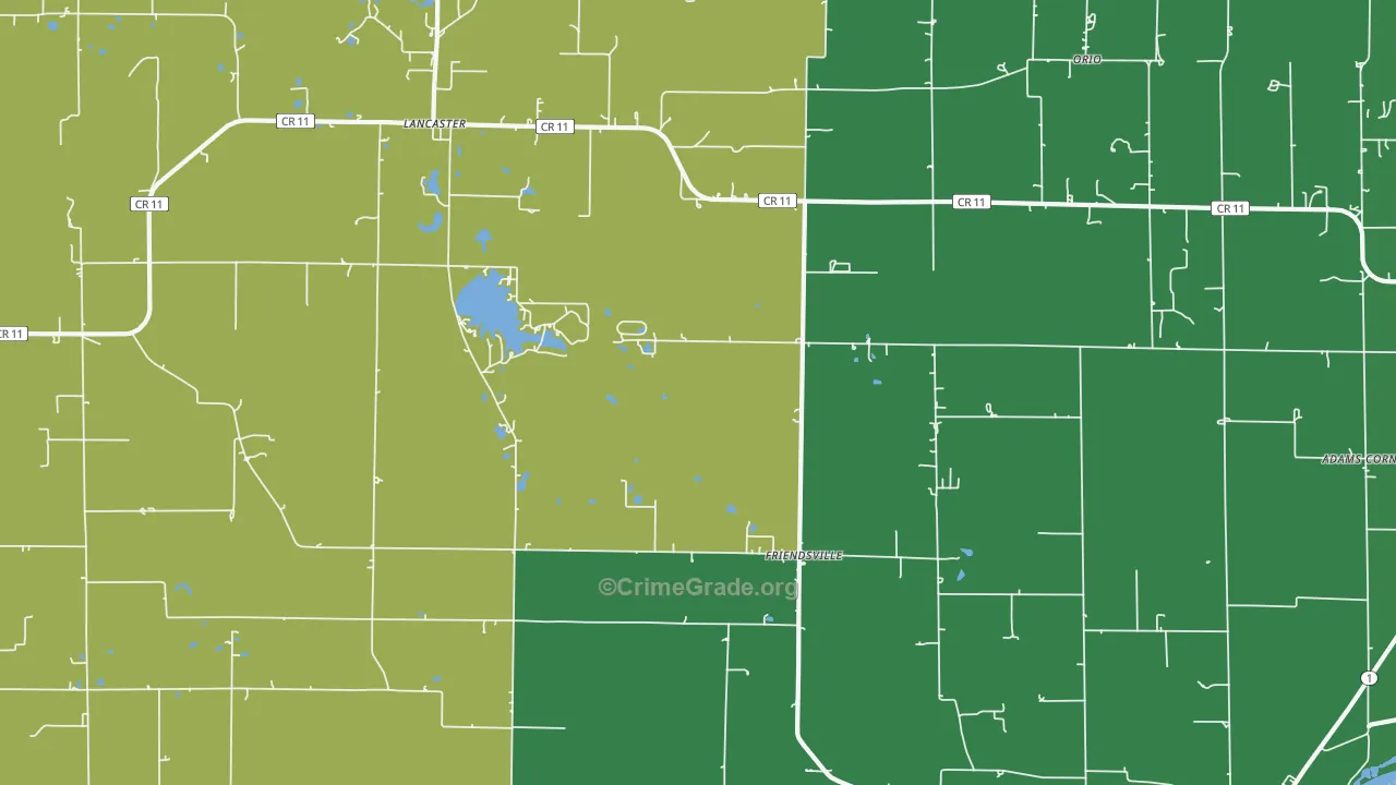 Friendsville, IL Map of Vehicle Theft Rates