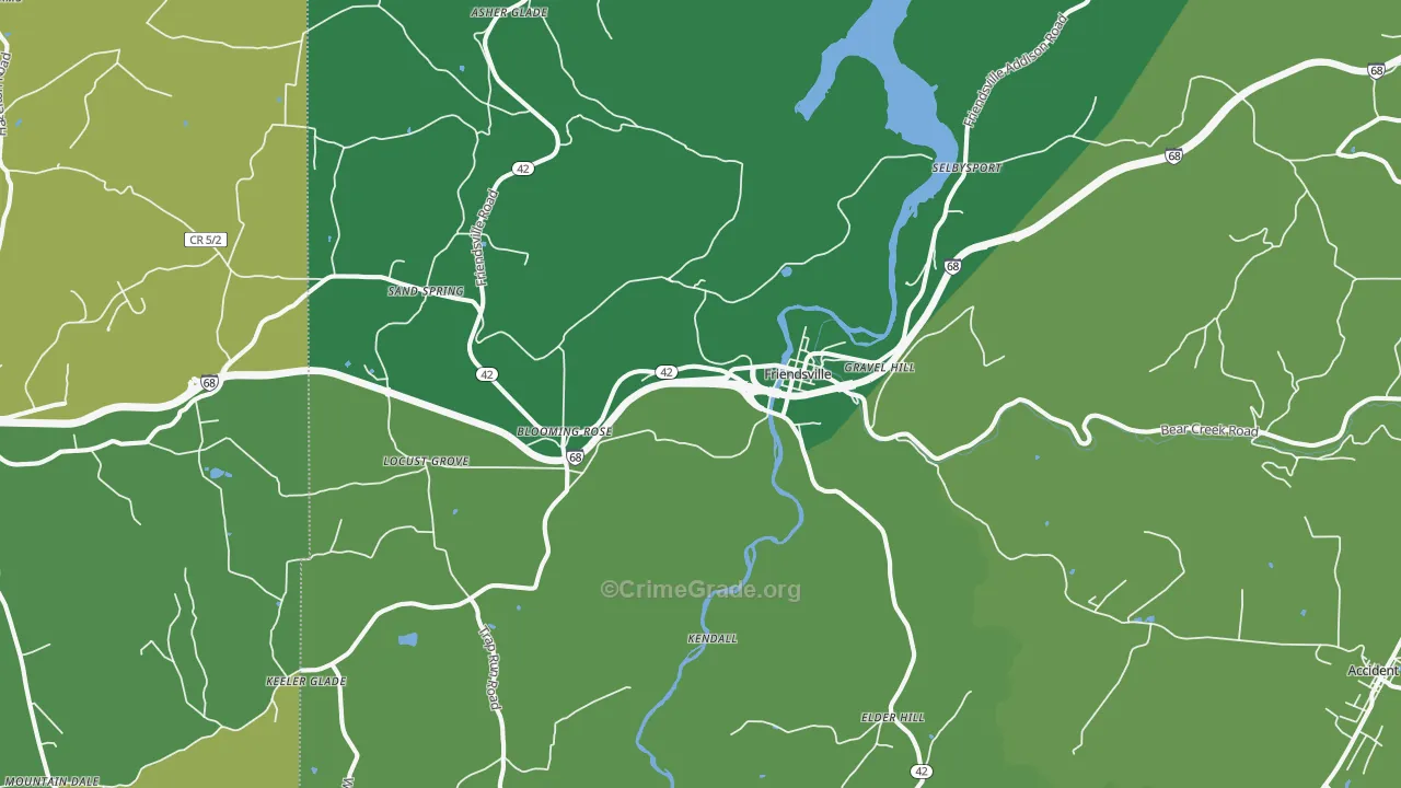 Friendsville, MD Map of Vehicle Theft Rates