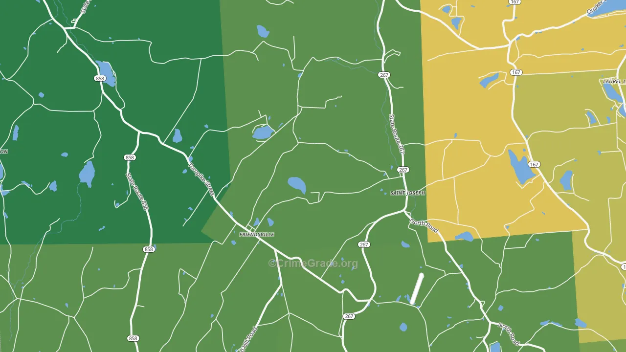 Friendsville, PA Map of Vehicle Theft Rates