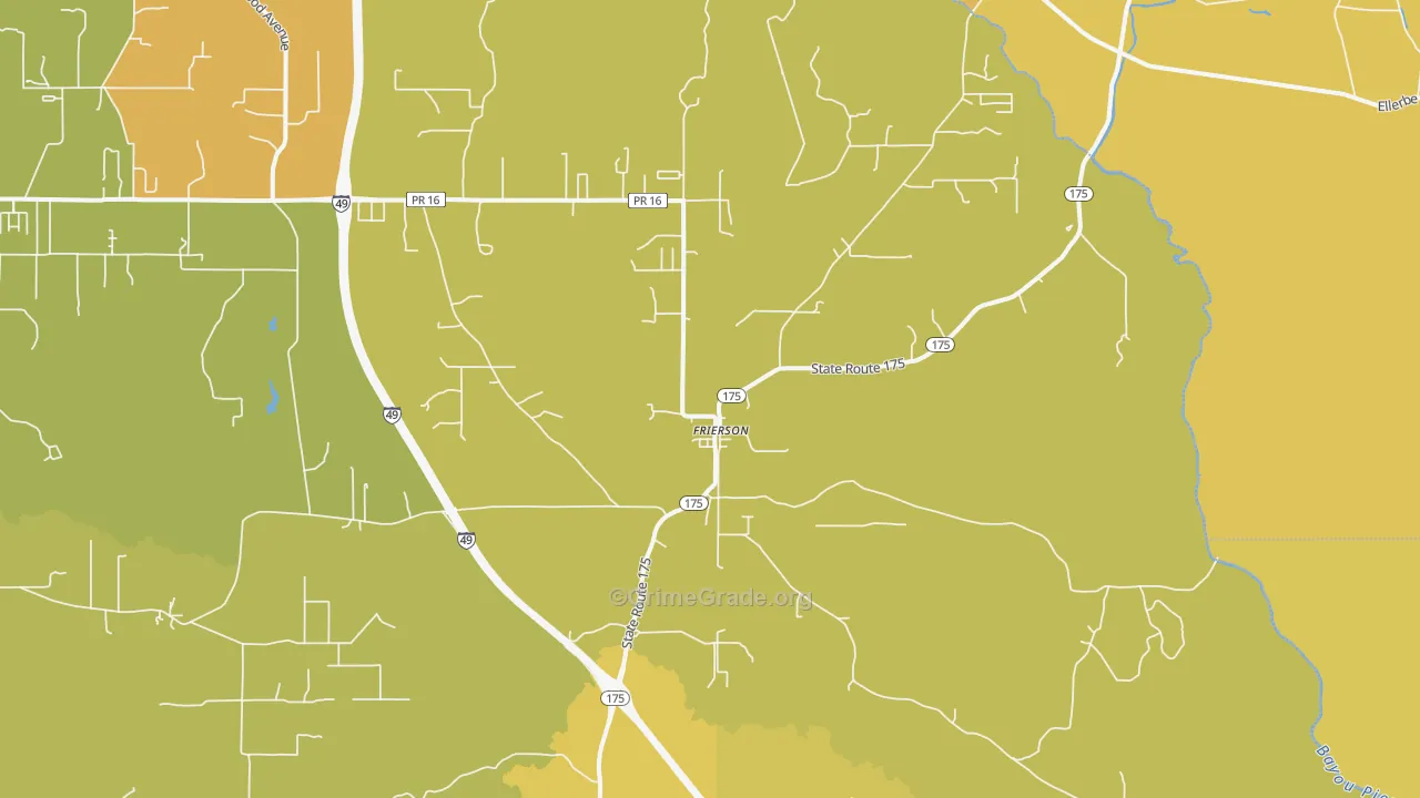 Frierson, LA Map of Vehicle Theft Rates