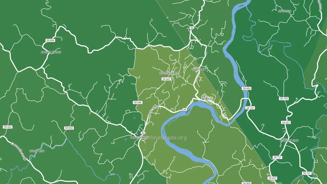 Fries, VA Map of Vehicle Theft Rates