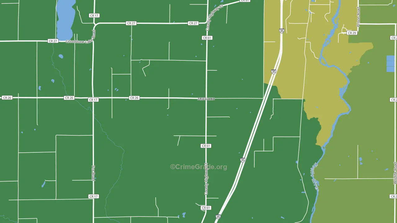 Friesland, MN Map of Vehicle Theft Rates