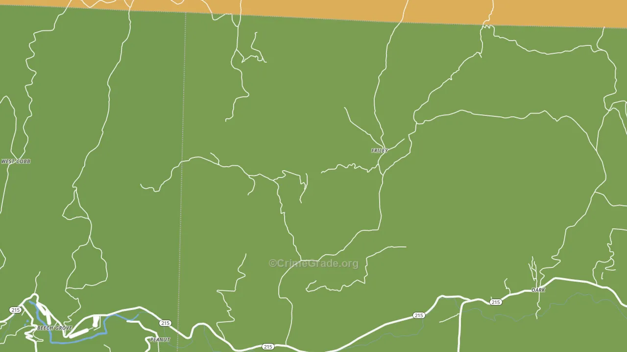 Friley, AR Map of Vehicle Theft Rates