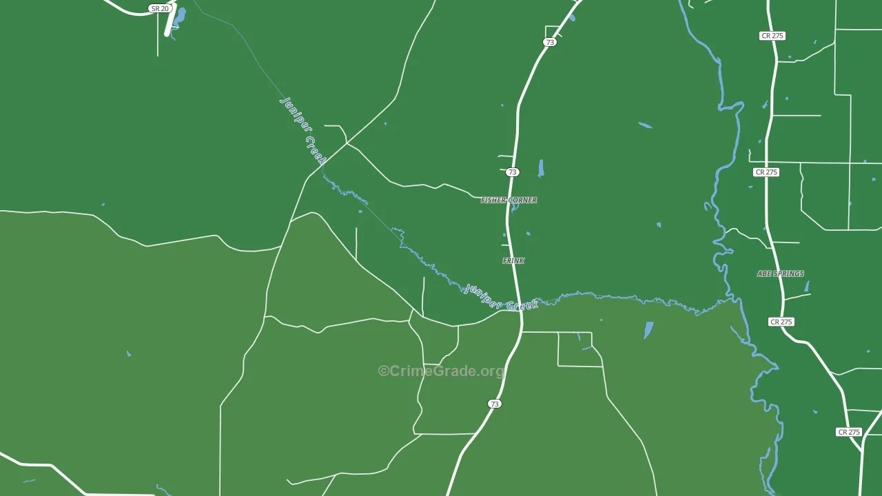Frink, FL Map of Vehicle Theft Rates